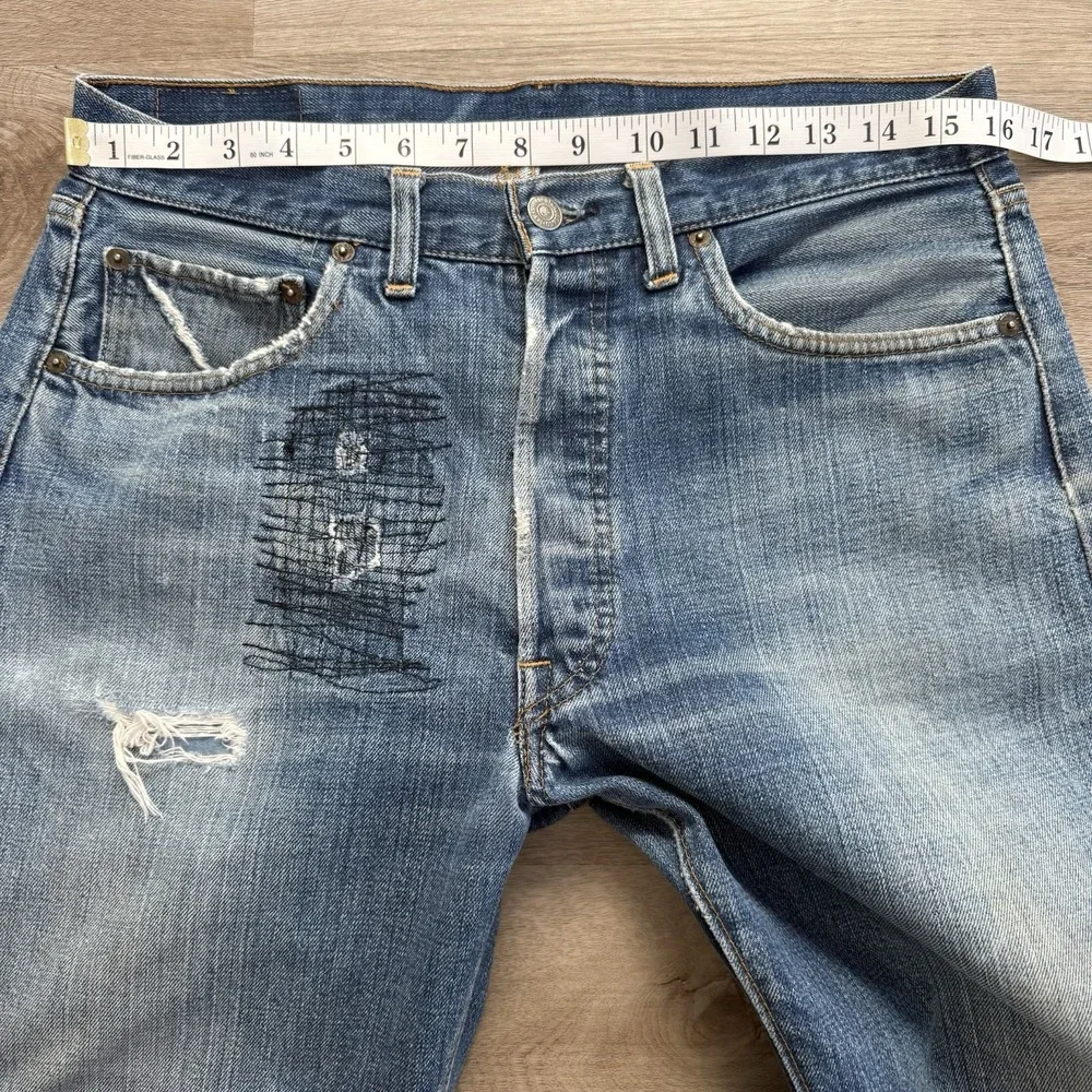 Vintage 60s 70s Levi's 501 Selvedge Denim Jeans #6 Distress Mens Actual SZ 32x29